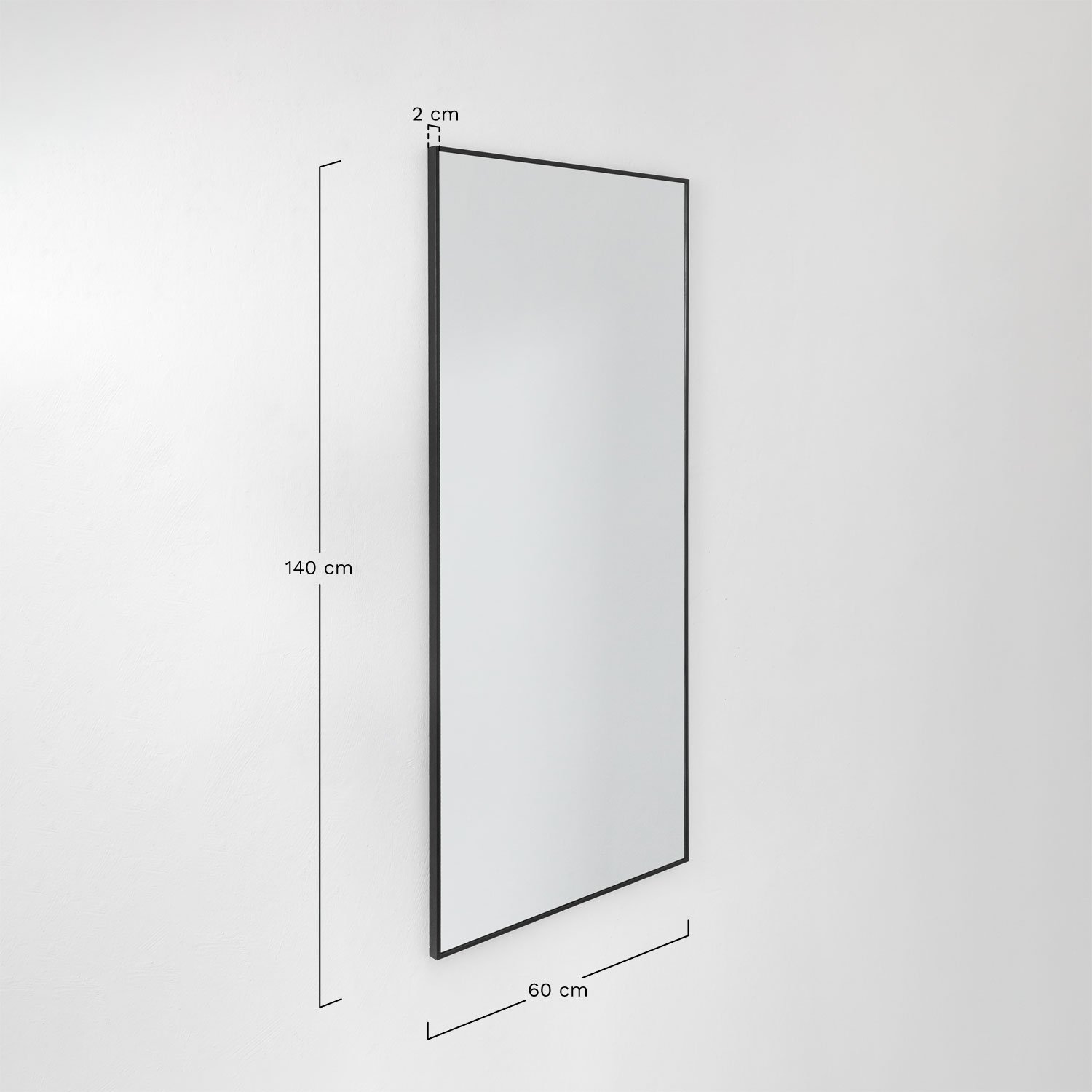 Miroir mural 60x140 cm en aluminium Kaoze, mesures