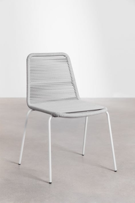 Pack de 4 chaises de jardin empilables en fer et corde tressée Mileyd