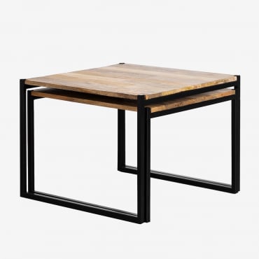 Tables Gigognes Carrées En Manguier Emet Bois De Mangue - Sklum