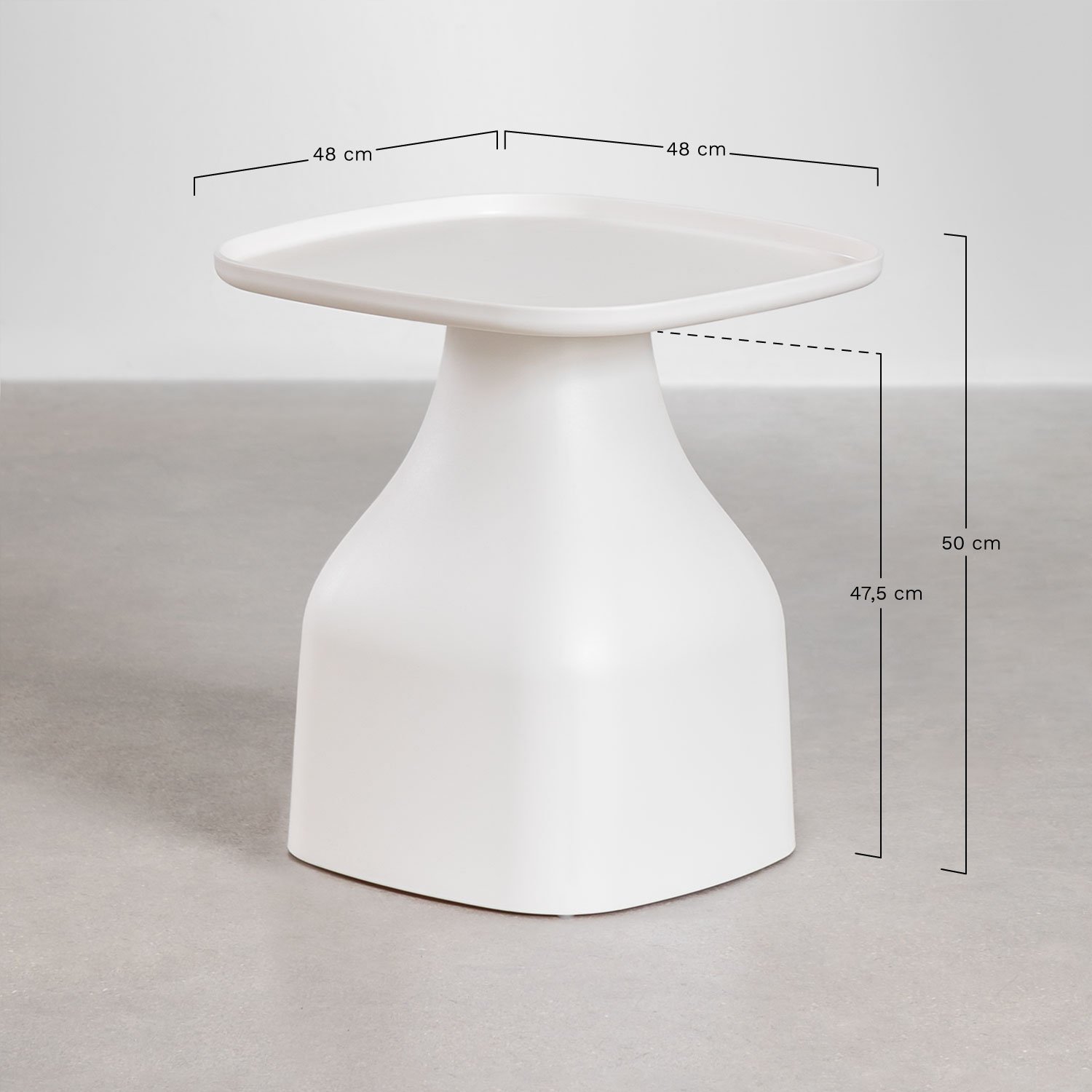 Table d'appoint carrée 50x50 cm en polypropylène Jubarri, mesures