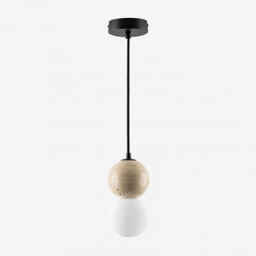 Lampe Suspendue Ø10 Cm En Travertin Avec Boule En Cristal Davise Noir - Sklum