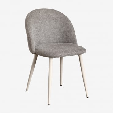 Chaise De Salle À Manger De Luxe Kana Beige Crème & Tissu Brun Sable - Sklum