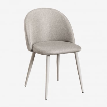 Pack De 4 Chaises De Salle À Manger Kana Deluxe Gris Taupe Clair & Lin Brun Moka - Sklum