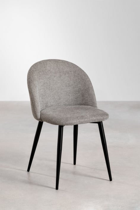 Pack de 4 chaises de salle à manger rembourrées et en acier Kana - Tissu Brun Sable