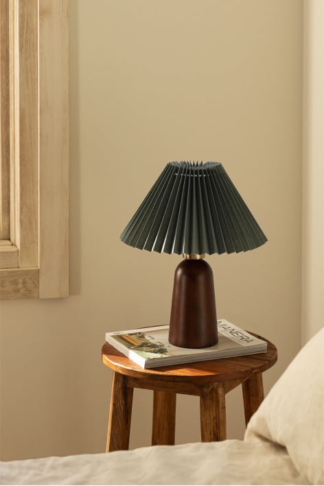 Lampe de table en bois Jeremaia - Vert Militaire - Bois Foncé
