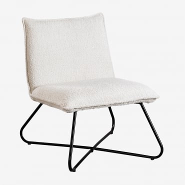 Fauteuil En Tissu Bouclette Jurney Blanc - Sklum