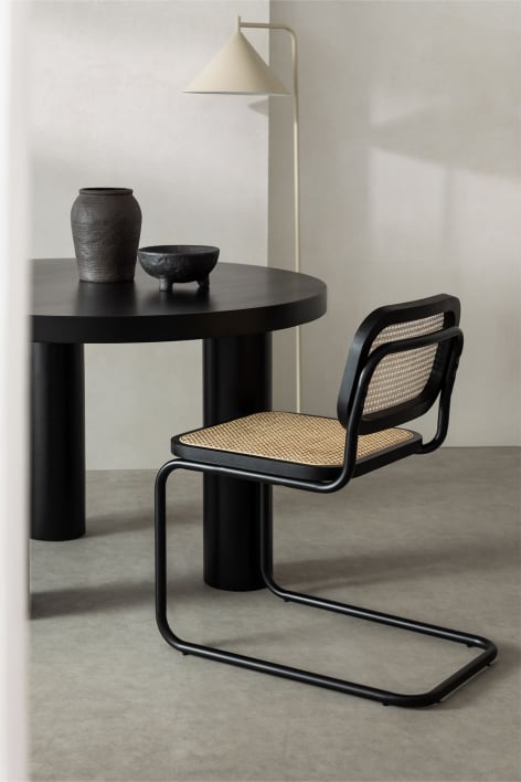 Chaise de salle à manger en rotin noir Tento