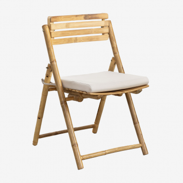 Chaise De Jardin Pliante En Bambou Nelida Bambou & Blanc Gardenia - Sklum
