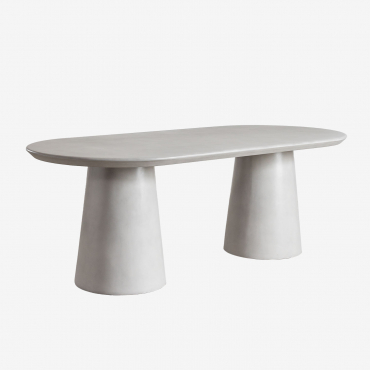 Table De Jardin Ovale 220x95 Cm En Ciment Noemi Gris Sable - Sklum