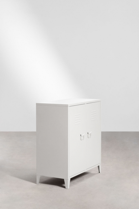 Buffet casier à 2 portes en acier Pohpli - Blanc Gardenia