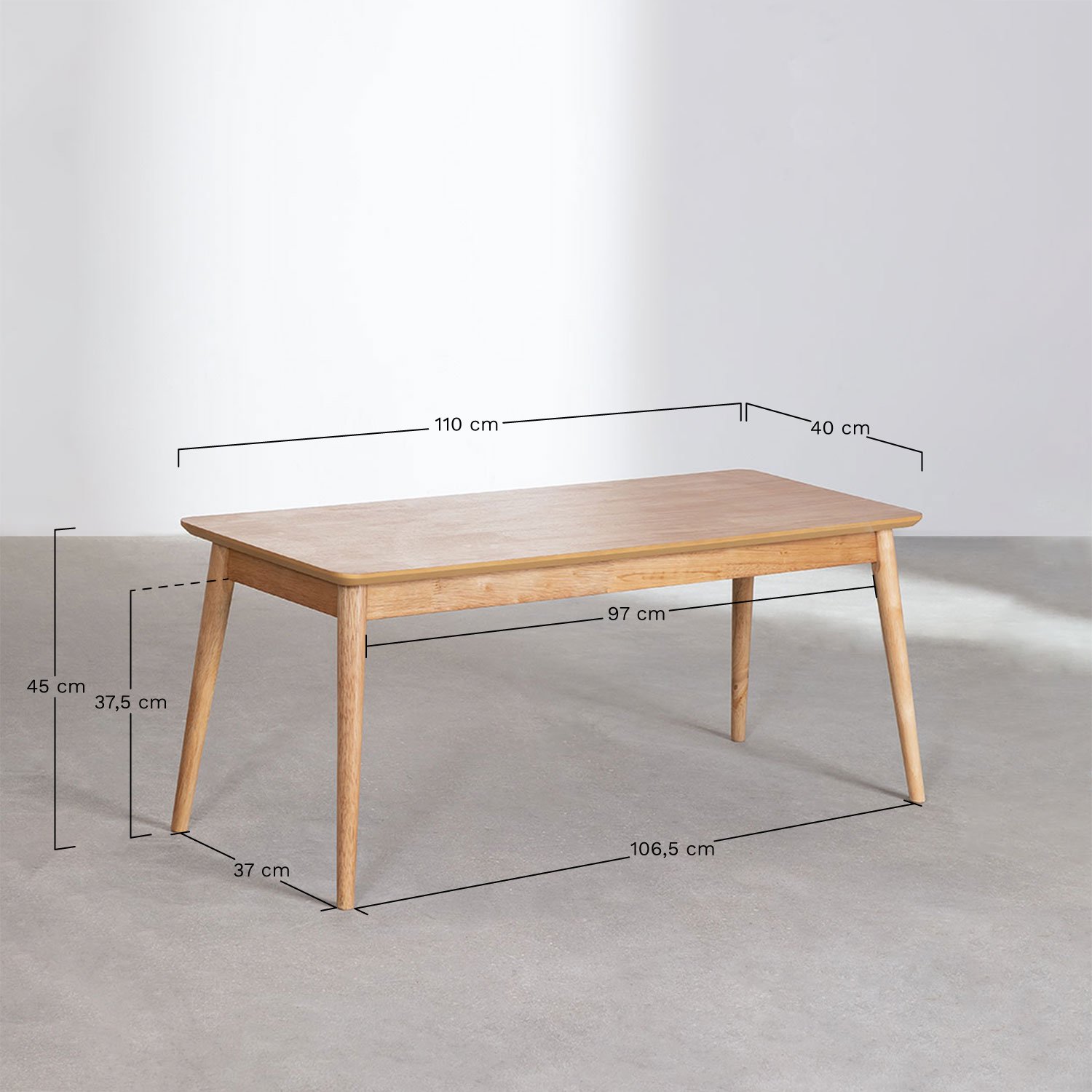 Banc en bois Betta, mesures