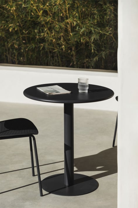 Table de jardin ronde Ø70 cm en fer Mizzi - Gris Graphite
