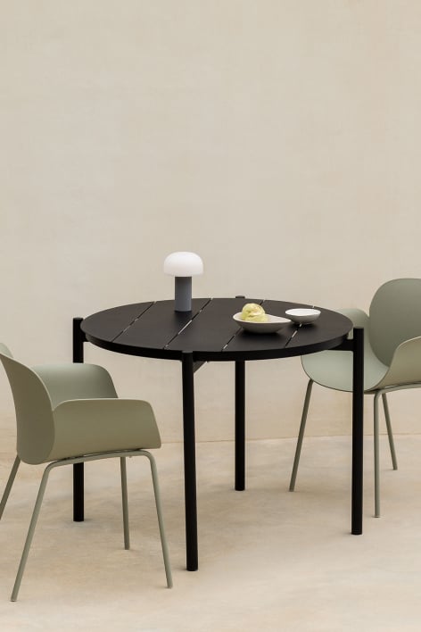 Table de jardin ronde Ø110 cm en aluminium Elton - Noir de Carbone