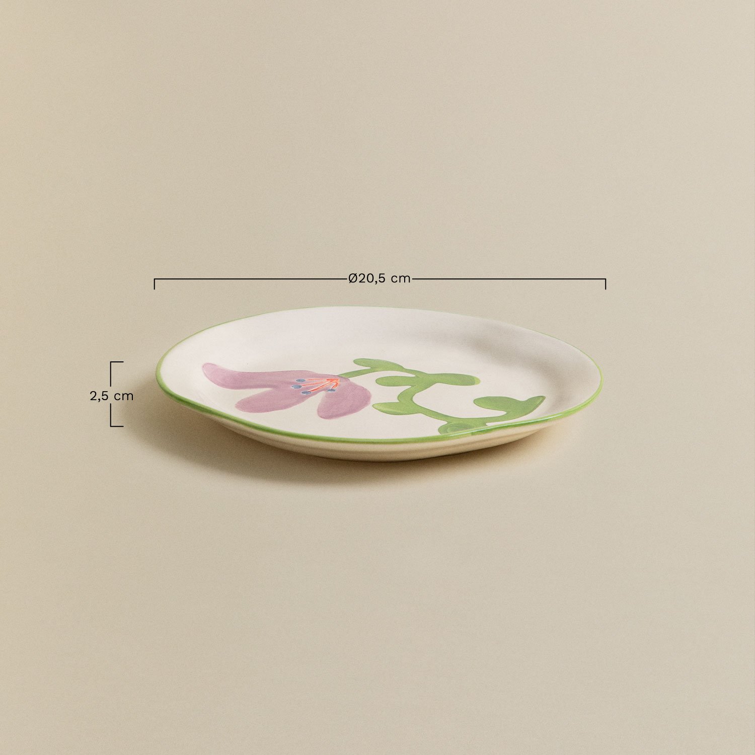 Pack de 2 assiettes à dessert en grès Marneda , mesures