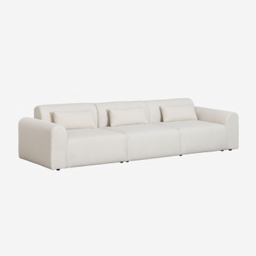 Canapé Modulable 3 Pièces En Peau Lainée Borjan Chenille Blanc - Sklum