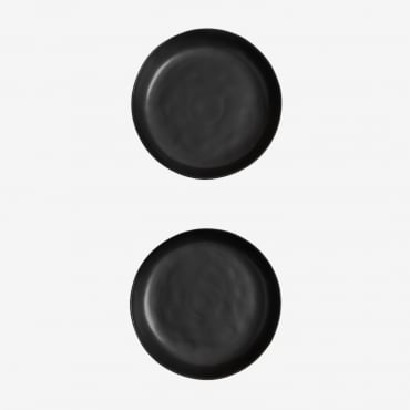 Pack De 2 Assiettes Creuses En Grès Belvere Noir - Sklum