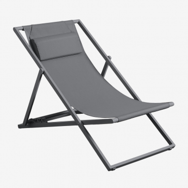 Chaise Longue Pliante Avec Coussin En Acier Jensy Gris Graphite - Sklum