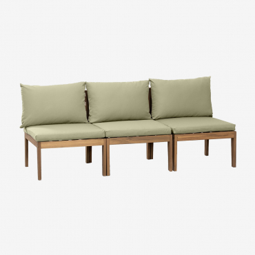 Canapé De Jardin Modulable 3 Pièces En Bois D'acacia Filips Vert Kaki - Sklum