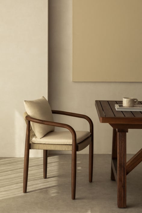 Chaise de salle à manger avec accoudoirs en acacia Giulia - Brun Acacia foncé