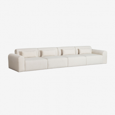 Canapé Modulable 4 Pièces En Peau Lainée Borjan Chenille Blanc - Sklum