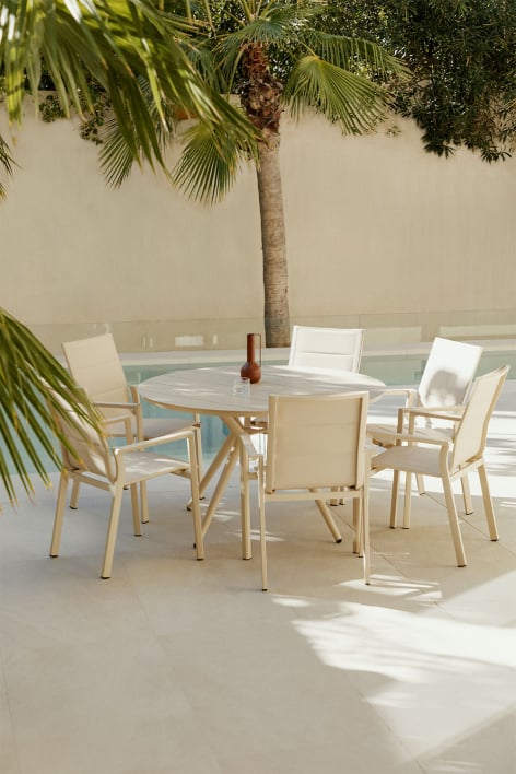 Table de jardin ronde en aluminium Valerie - Tapioca Beige
