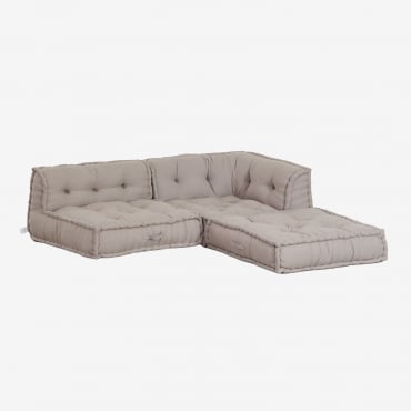 Canapé D'angle Modulaire 3 Pièces En Coton Dhel Gris Taupe Clair - Sklum