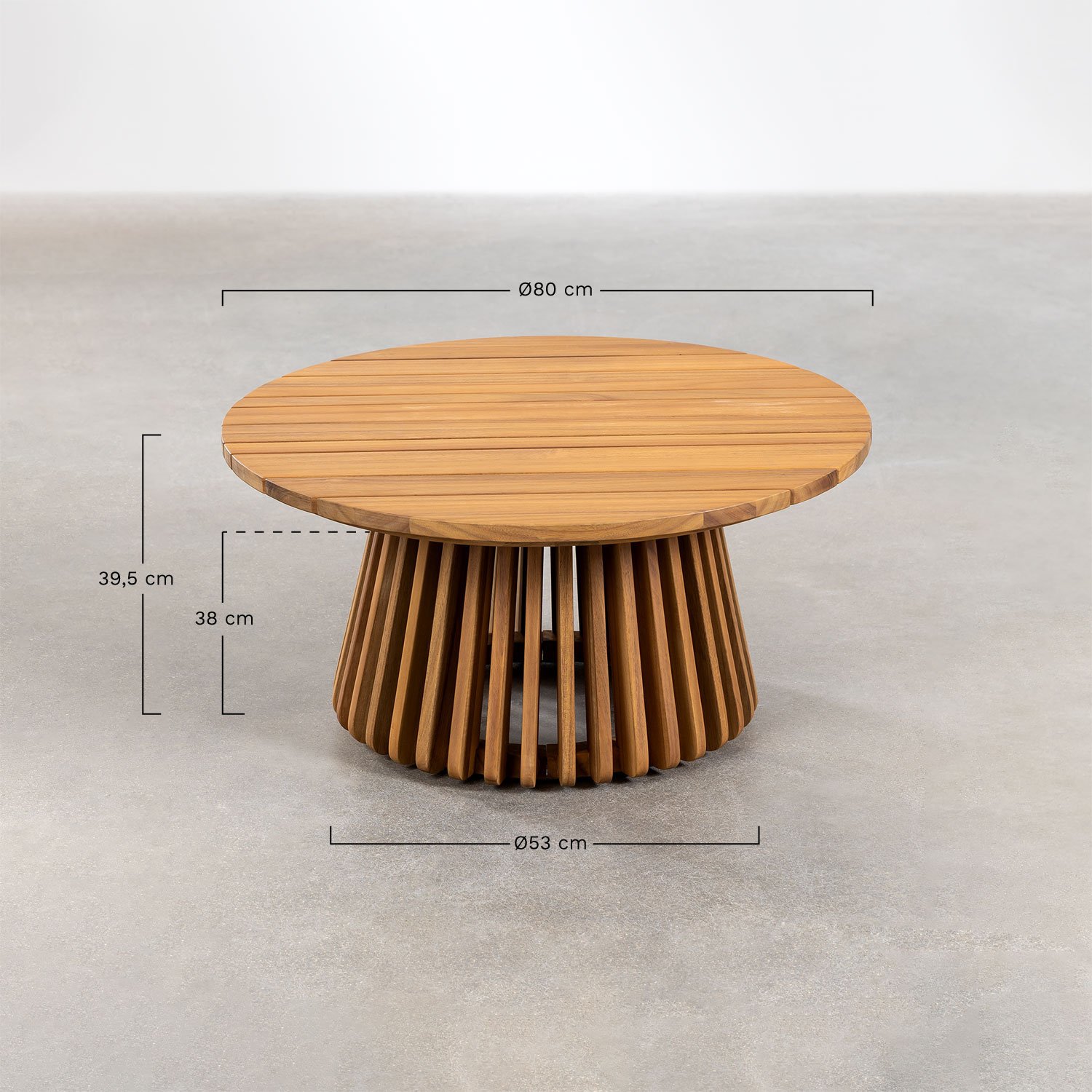 Table basse ronde en bois d'acacia (Ø80 cm) Mura, mesures