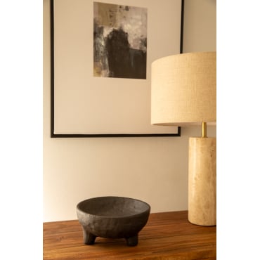 Plateau Décoratif Céramique Zamar SKLUM - 27 Cm - Poignées Rotin - Vide-Poche Élégant Et Authentique
