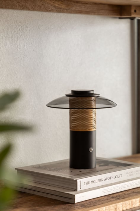 Lampe de table LED sans fil en cristal et acier Lispect