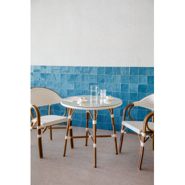 Ensemble Table Et 2 Chaises GrandCA HOME - Table Ronde 70cm Blanc, Chaises Velours Rose Style Scandinave - Pour Salon, Cuisine