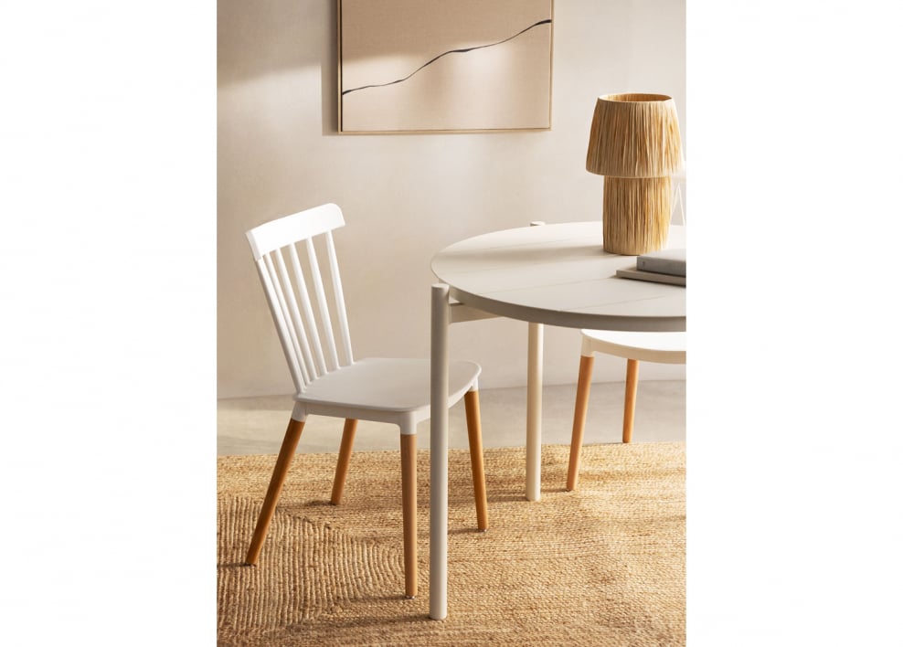 Chaise de salle à manger en bois de hêtre et polypropylène Royal - Blanc