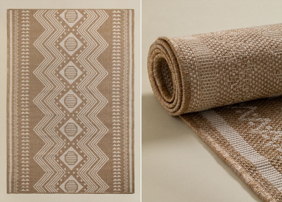 Tapis rectangulaire en polypropylène Ariane - Beige Amande