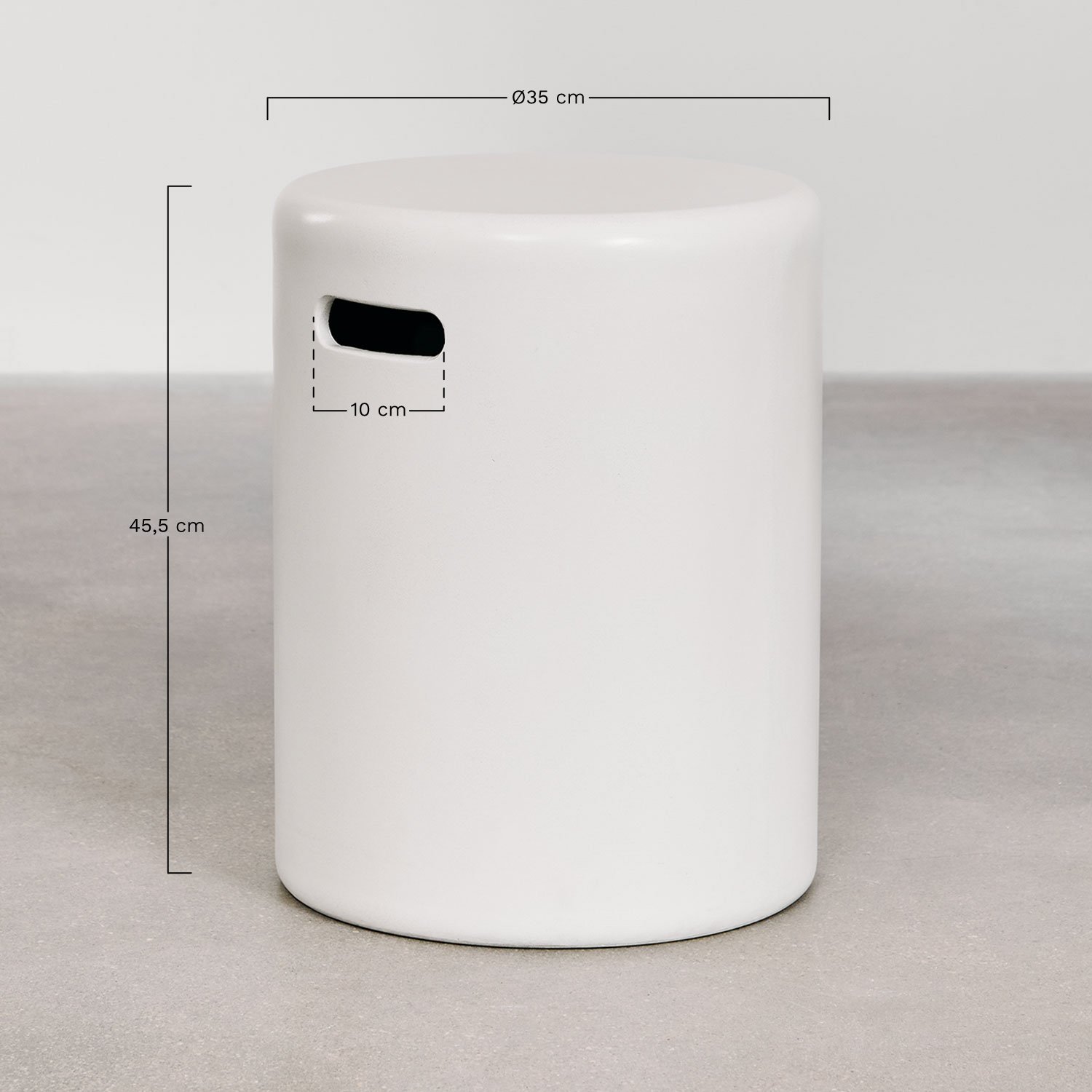 Table d'appoint ronde en ciment (Ø35 cm) Biltet, mesures