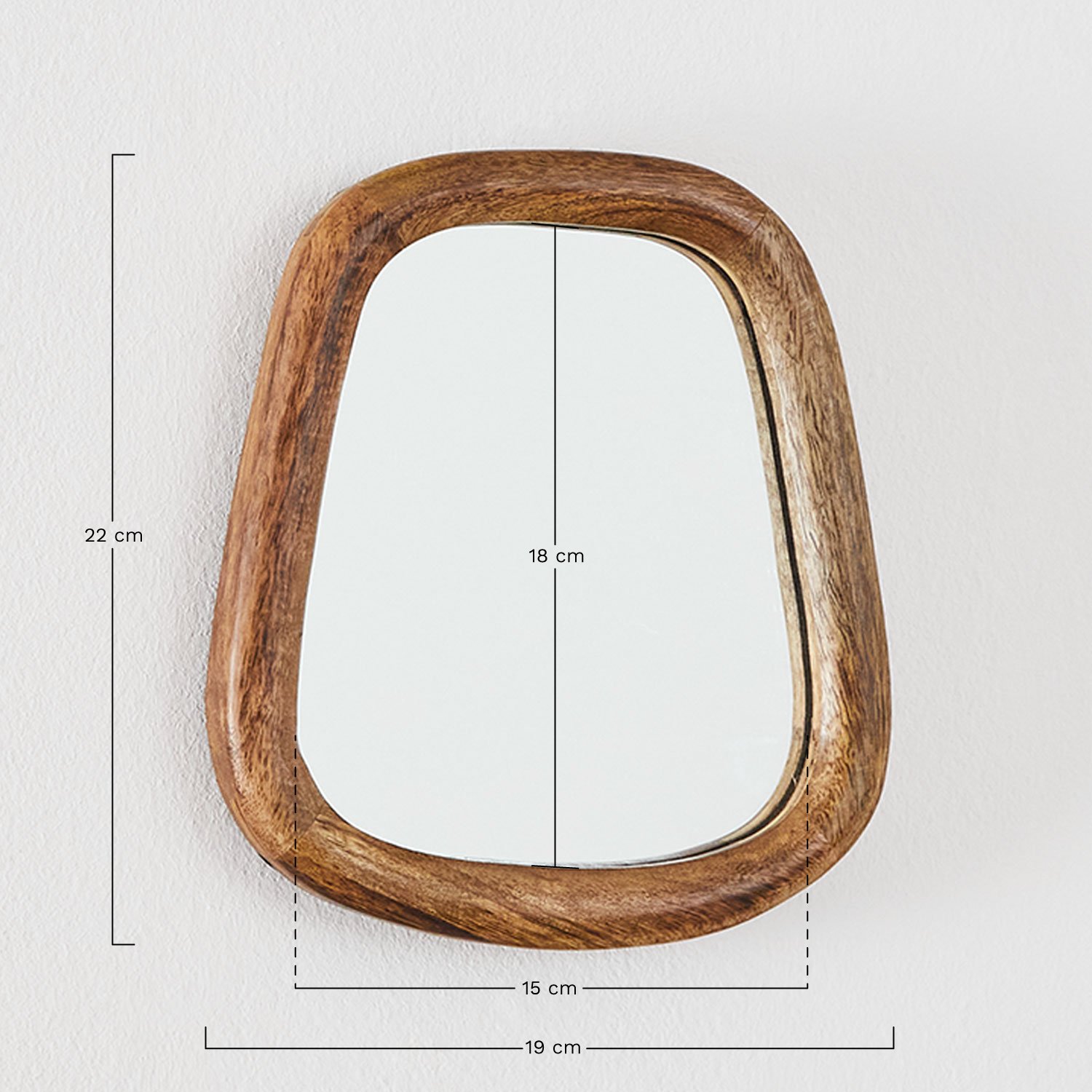 Ensemble de 2 miroirs muraux en bois de manguier Gabael Design, mesures