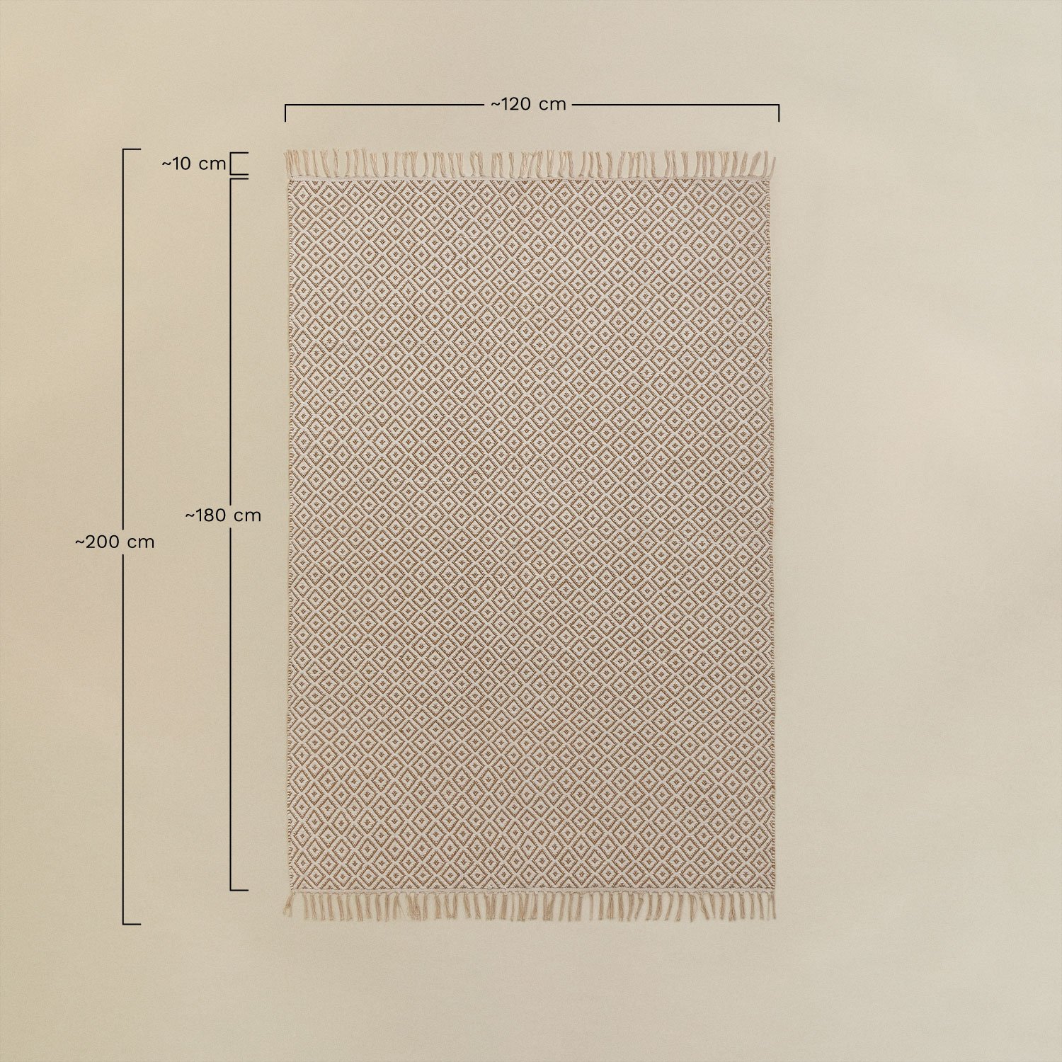 Tapis en Coton et Jute (200x120 cm) Durat, mesures