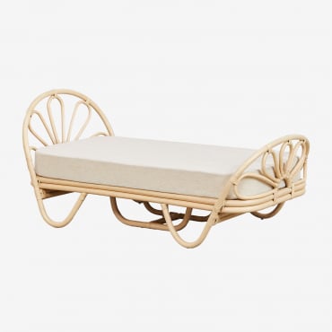 Lit En Rotin Avec Matelas Pour Enfants Dahlia Naturel & 70 X 135 Cm - Sklum