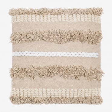 Coussin Carré En Coton (50x50cm) Punet Beige Lin - Sklum