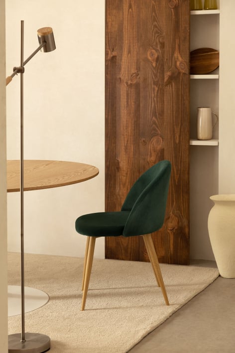 Chaise de salle à manger en velours Kana - Vert Jungle