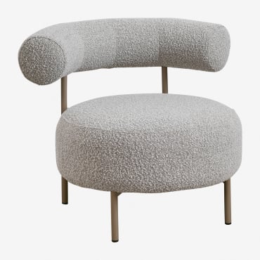 Fauteuil En Tissu Bouclé Arieta Brun & Bouclé Couleurs De La Terre - Sklum