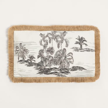 Coussin Rectangulaire (30x50 Cm) Diwas Gris Taupe Clair - Sklum