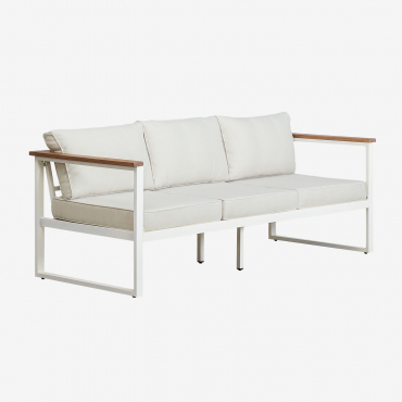 Canapé De Jardin 3 Places En Aluminium Et Bois D'acacia Lipov Blanc Gardenia - Sklum