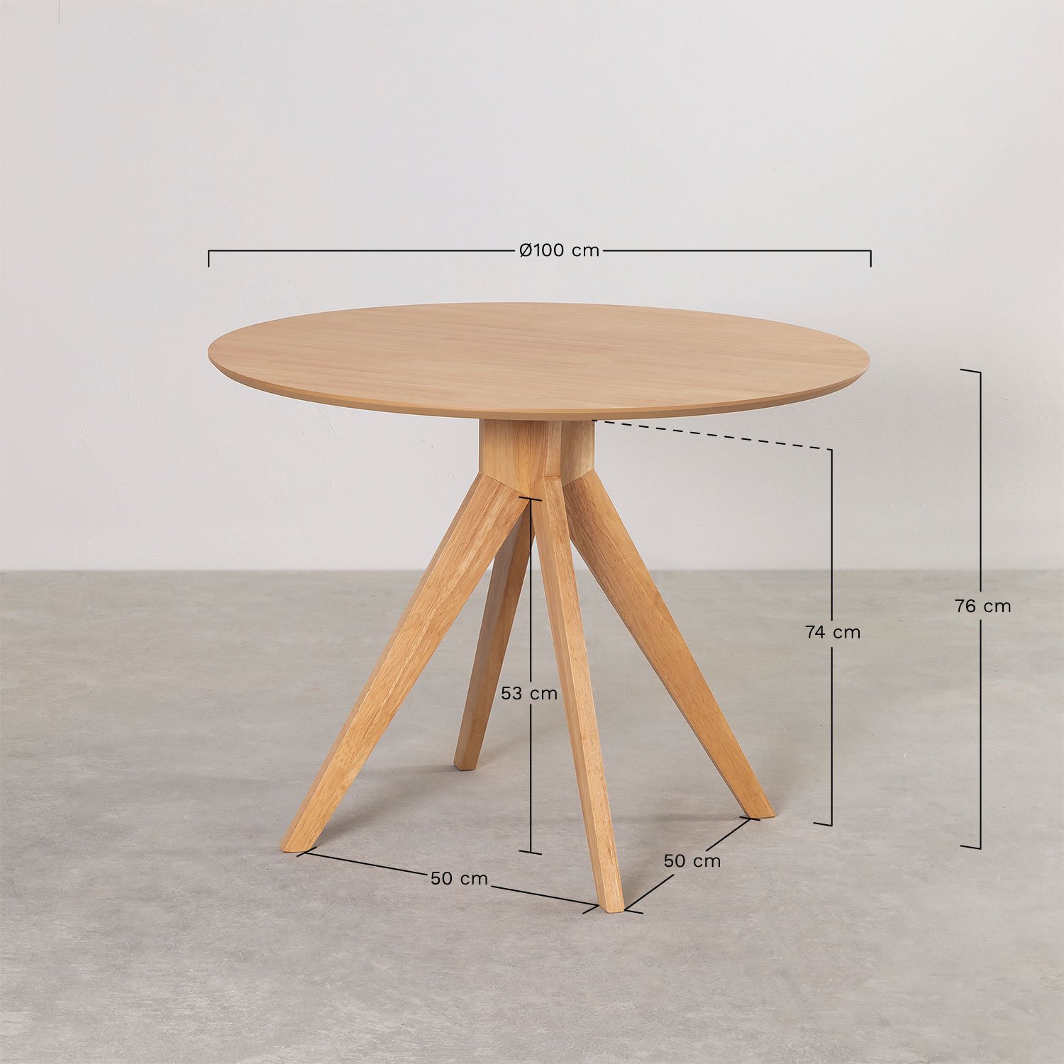 Table de salle à manger ronde Ø100 cm en bois Sekiz, mesures