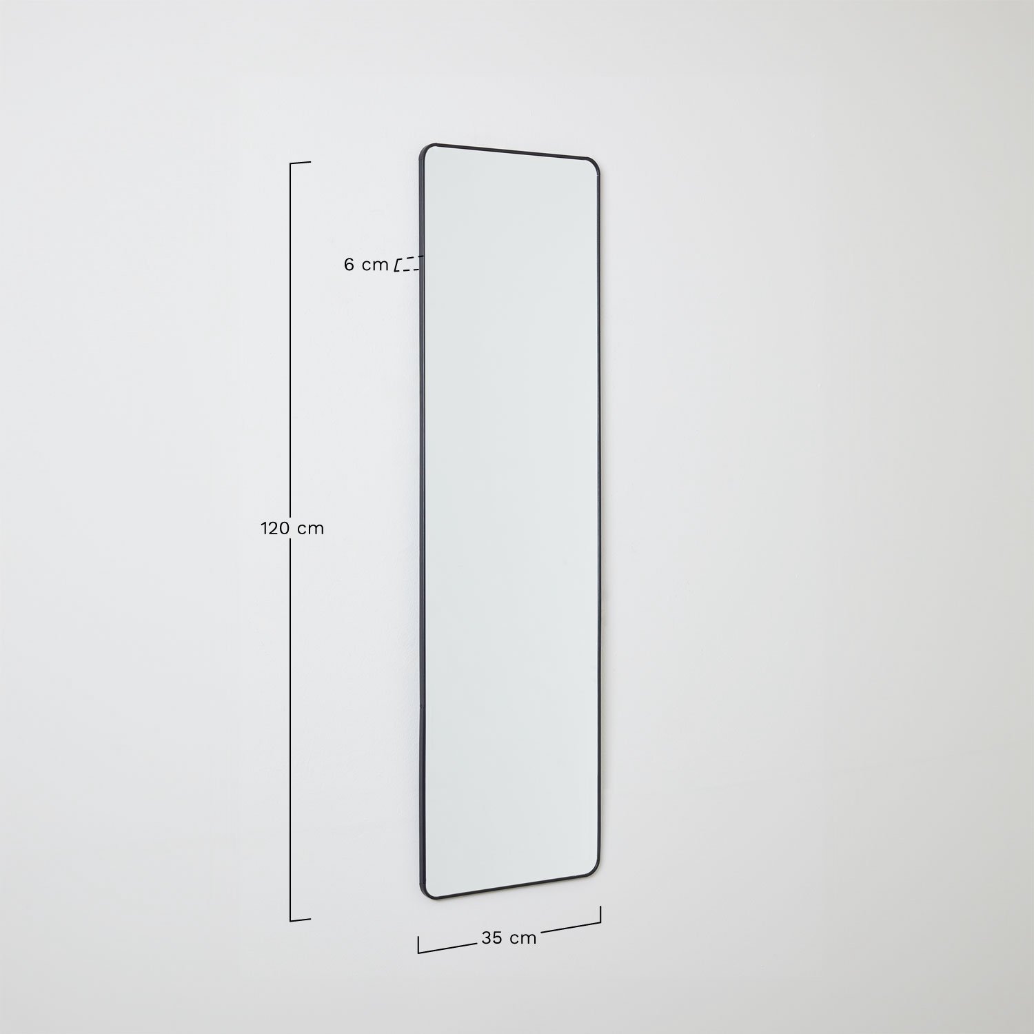 Miroir mural rectangulaire en aluminium 35x120 cm Sadint, mesures