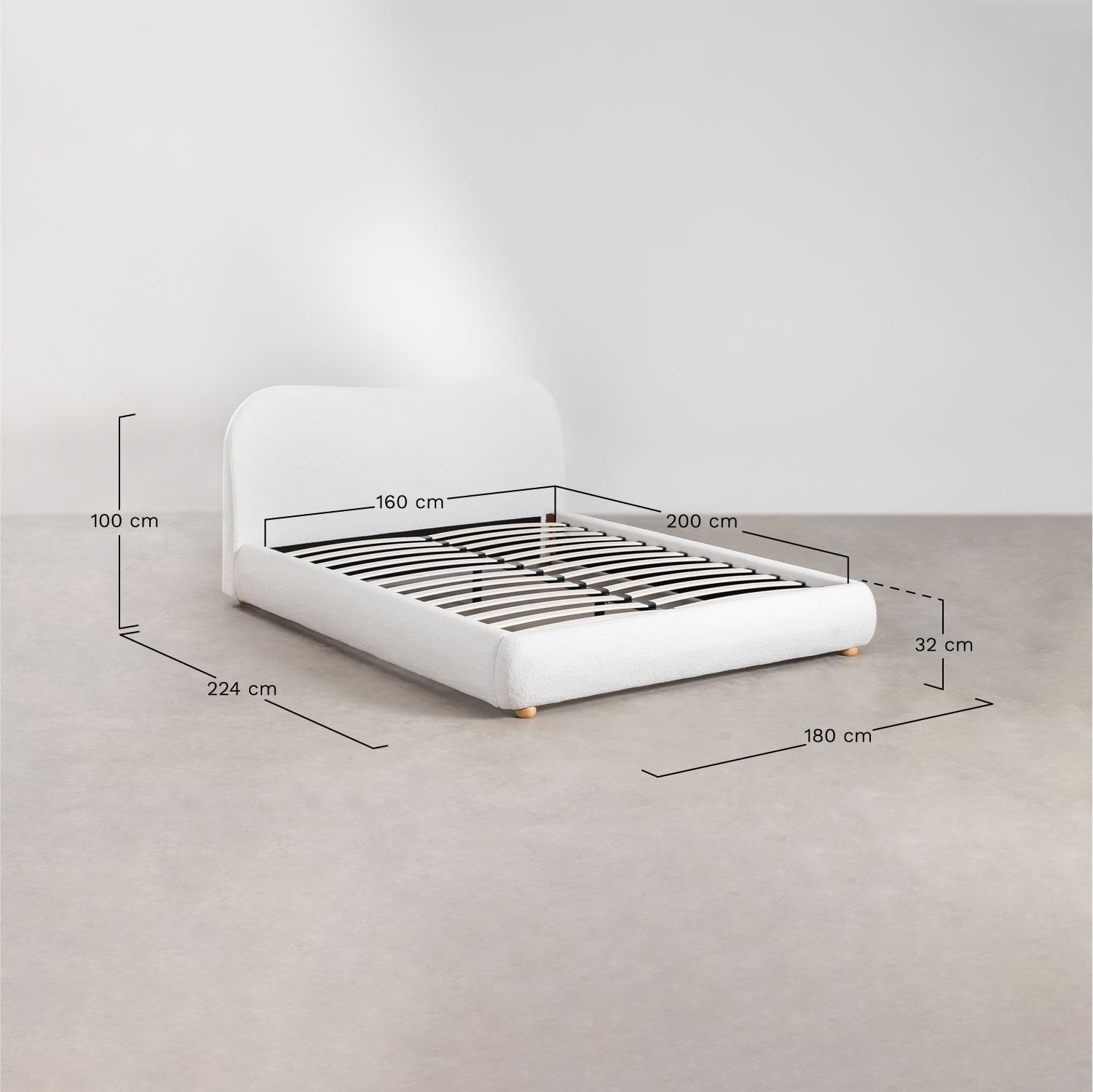 Cama en borreguito Winselet, mesures