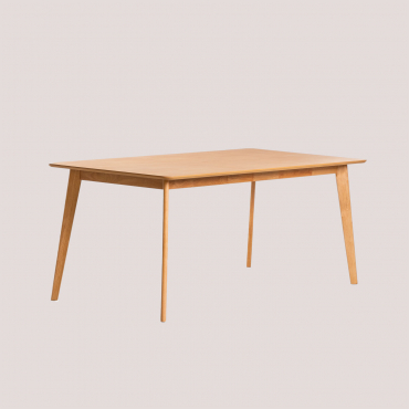 Table De Salle À Manger Rectangulaire 180x90 Cm En Mdf Et Bois De Caoutchouc Kerhen Bois Naturel - Sklum