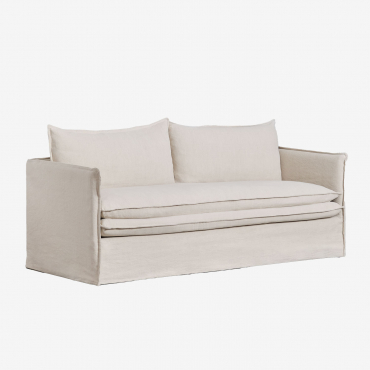Canapé 3 Places En Lin Et Coton Grace Tissu Beige - Sklum