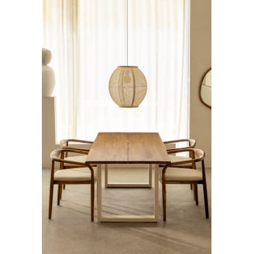 Table à manger rectangulaire en bois d'acacia et en acier (180x90 cm) Maupi