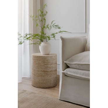 Table d'appoint ronde Ø40 cm en ciment effet travertin Velia