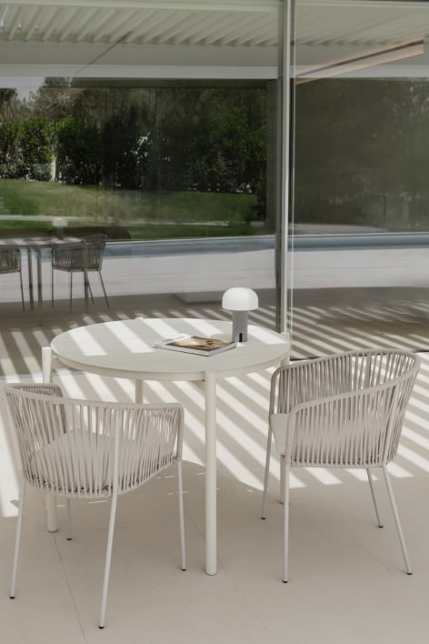 Table de jardin ronde Ø110 cm en aluminium Elton - Blanc Gardenia