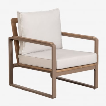 Fauteuil En Aluminium Et Bois D'acacia Giselle Gris Taupe - Sklum